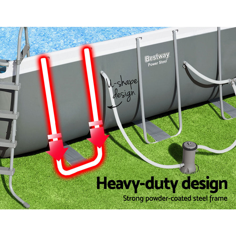 Bestway Power Steel 412x201x122cm Above Ground Pool with Filter Pump & Ladder Grey