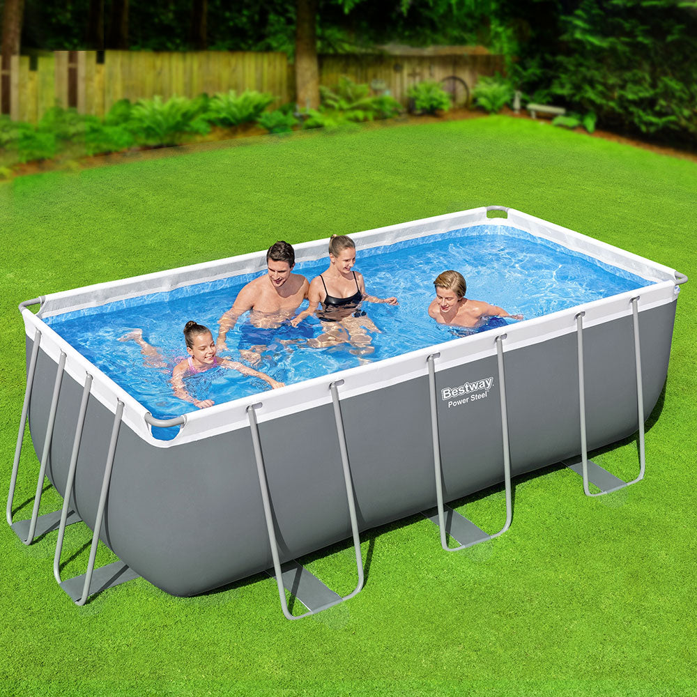 Bestway Power Steel 412x201x122cm Above Ground Pool with Filter Pump & Ladder Grey