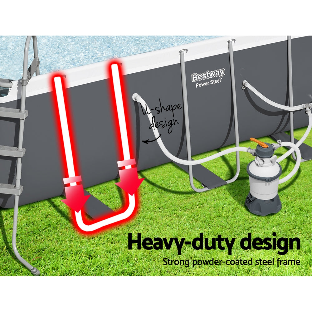 Power Steel 404x201x100cm Above Ground Pool Grey with Filter Pump & Ladder