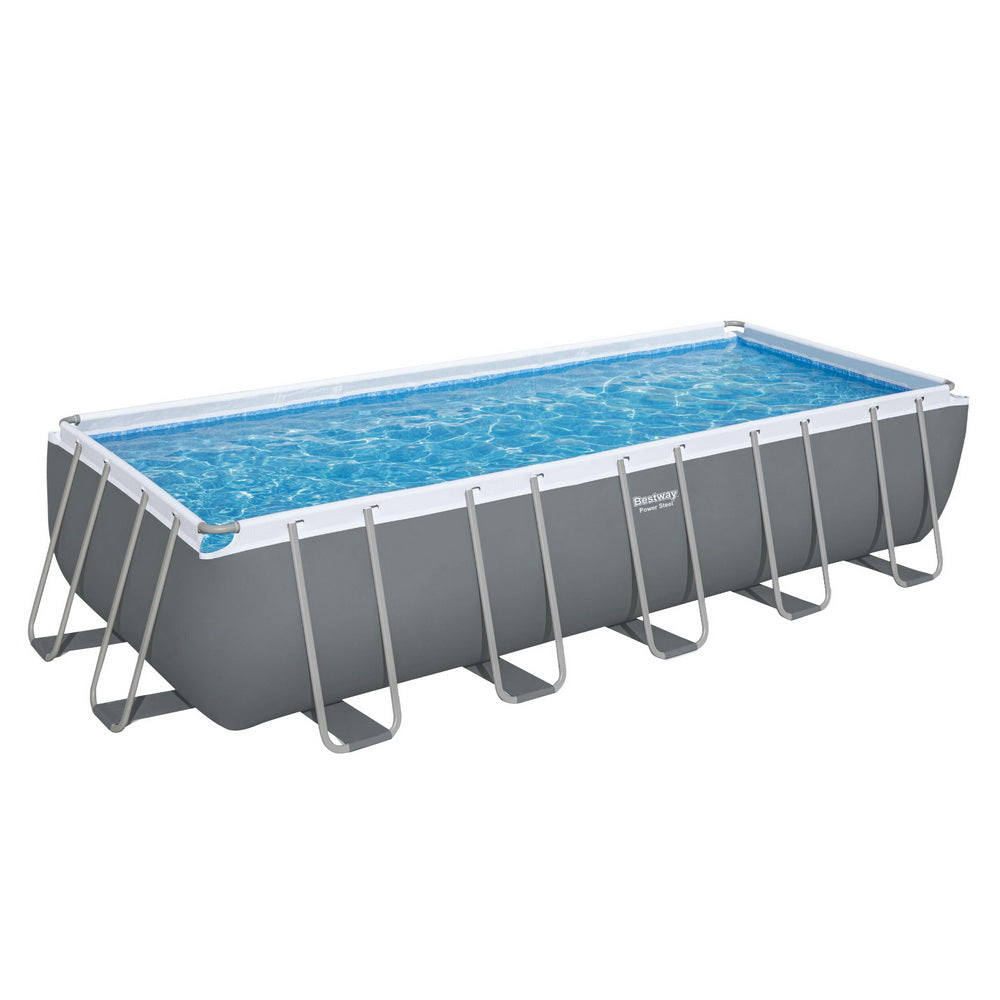 Bestway 640x274x132cm Steel Frame Above Ground Pool with Filter Pump & Ladder Grey