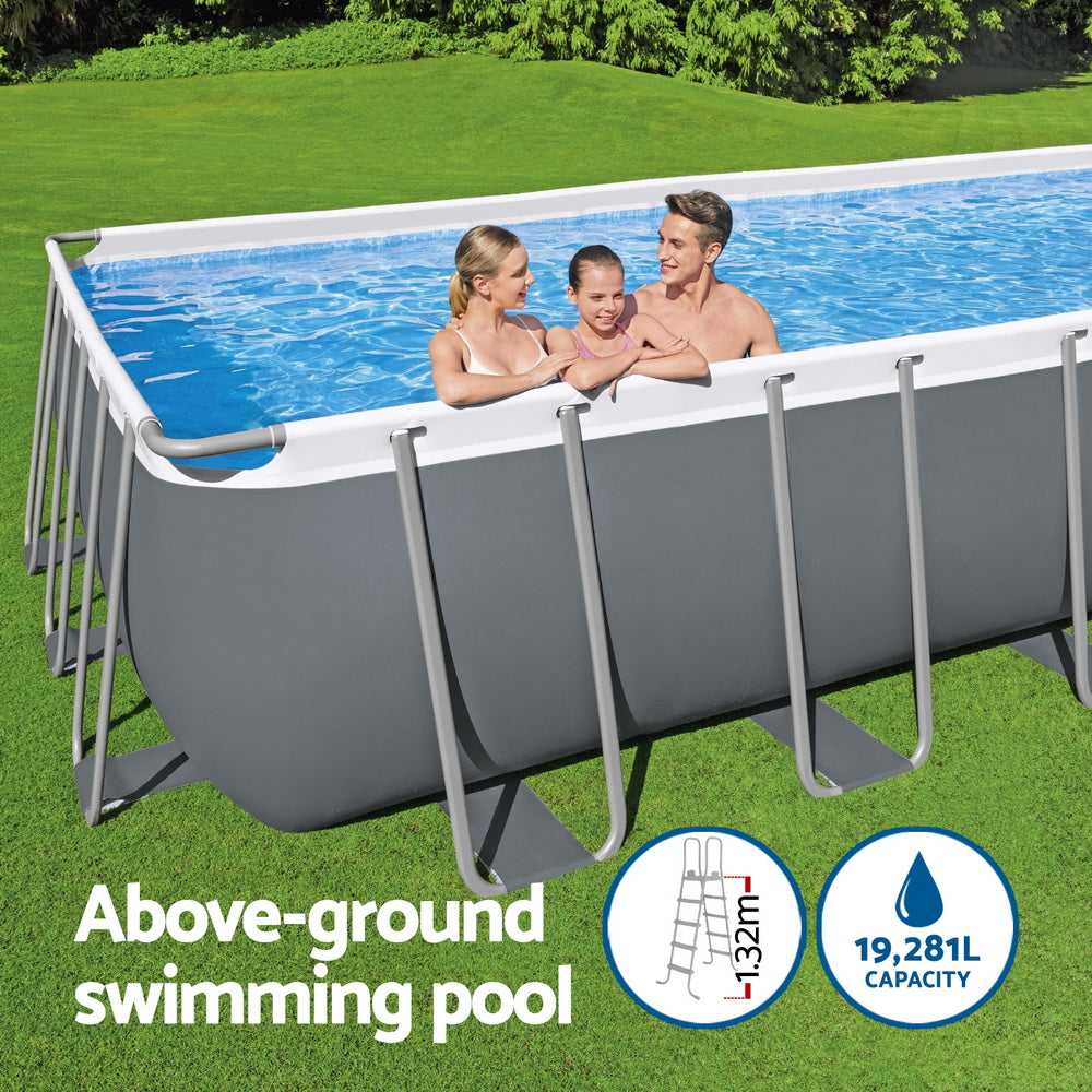Bestway 640x274x132cm Steel Frame Above Ground Pool with Filter Pump & Ladder Grey