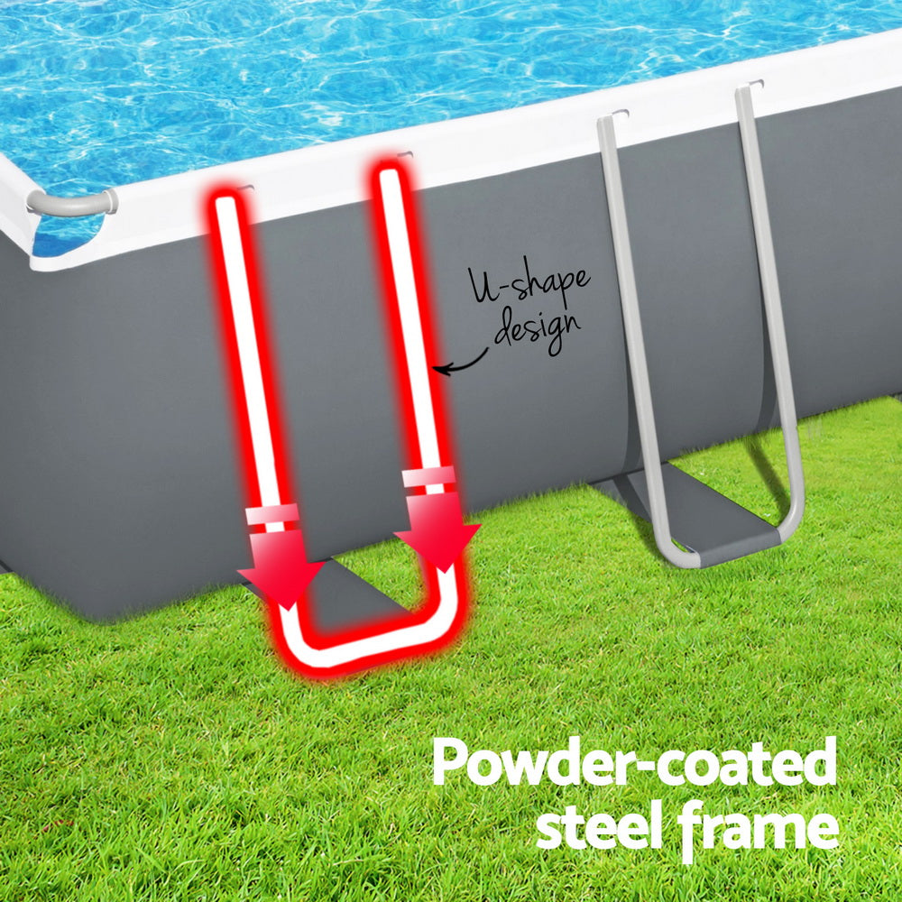 Bestway 640x274x132cm Steel Frame Above Ground Pool with Filter Pump & Ladder Grey