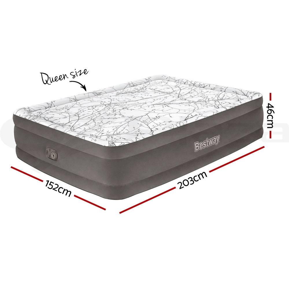 Bestway Queen Air Mattress Inflatable 46cm Grey Beige