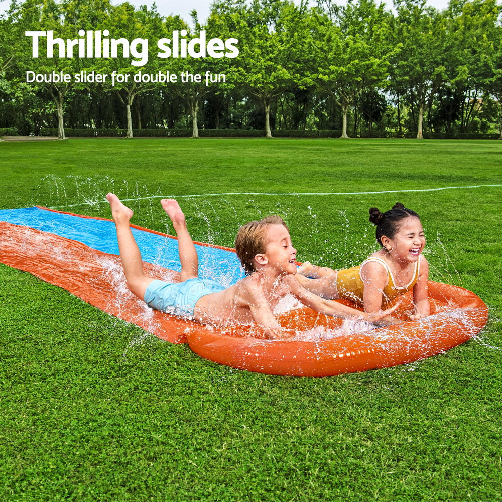 Bestway 488cm Inflatable Dual Water Slide Kids Splash Pad