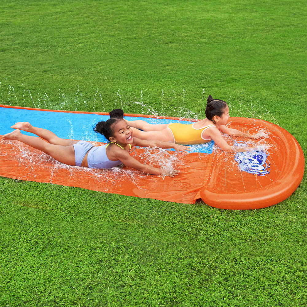 Bestway 488cm Inflatable Dual Water Slide Kids Splash Pad