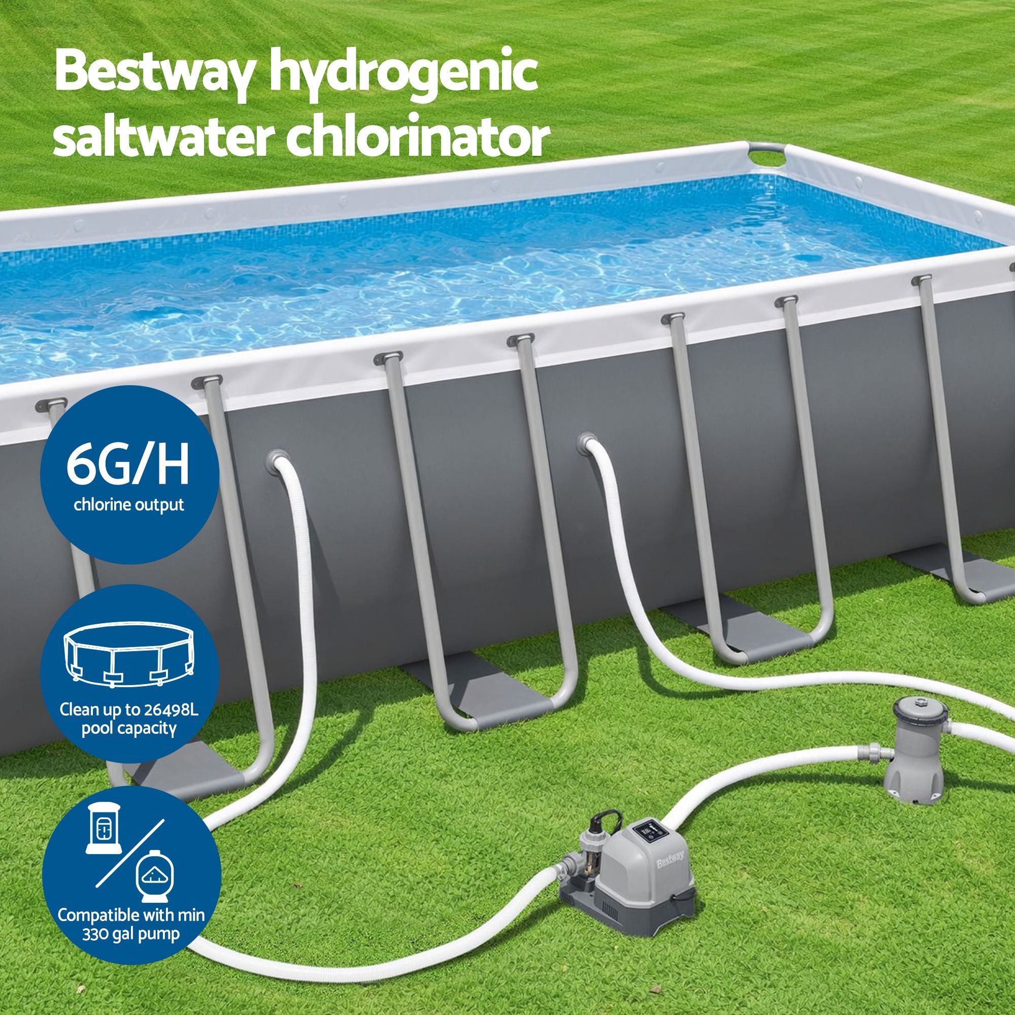 Bestway Hydrogenic 6g/h Saltwater Chlorinator System Pool Chlorine Generator