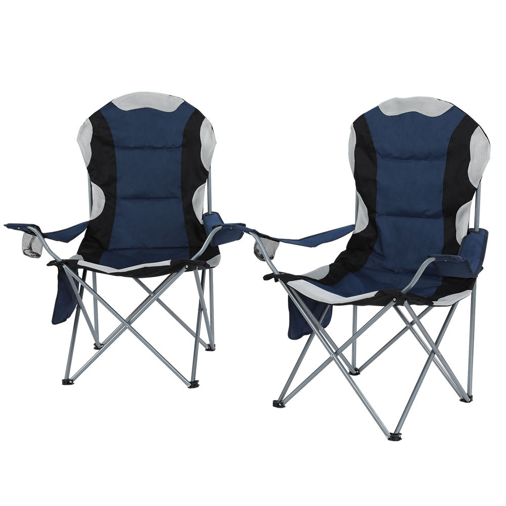 Weisshorn 2pc Folding Camping Chairs Portable Outdoor Navy