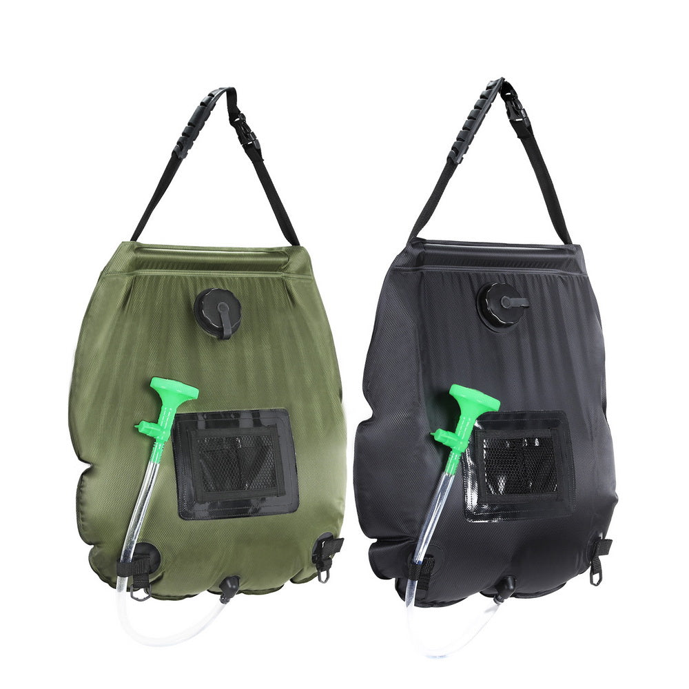 Weisshorn 20L Portable Camping Shower Bag Set Green Black
