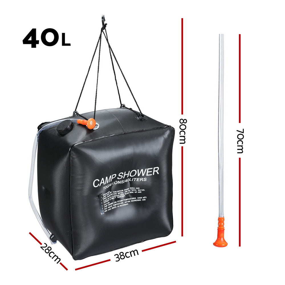 Weisshorn 40L Camping Shower Bag Black Solar-Heated