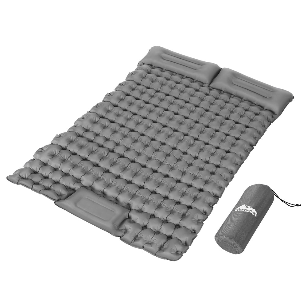 Weisshorn Double Camping Mattress Self-Inflating Mat with Pillow Green/Blue