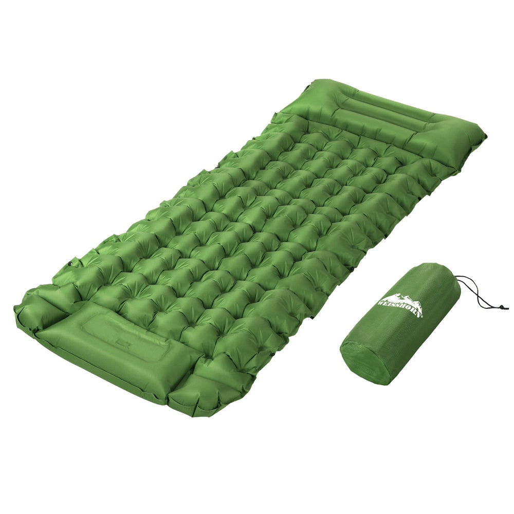 Weisshorn Single Camping Mattress Self-Inflating Green with Pillow