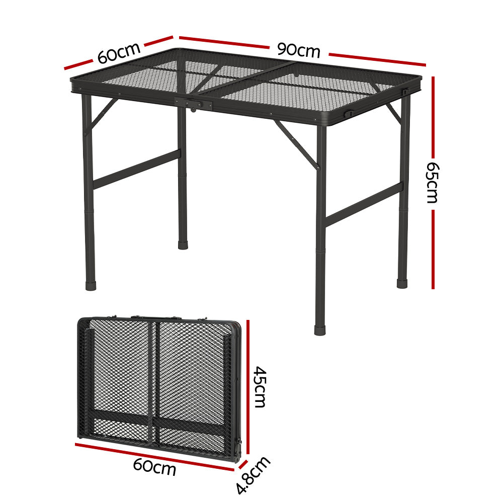 Weisshorn 90cm Aluminium Folding Camping Table Portable BBQ Picnic