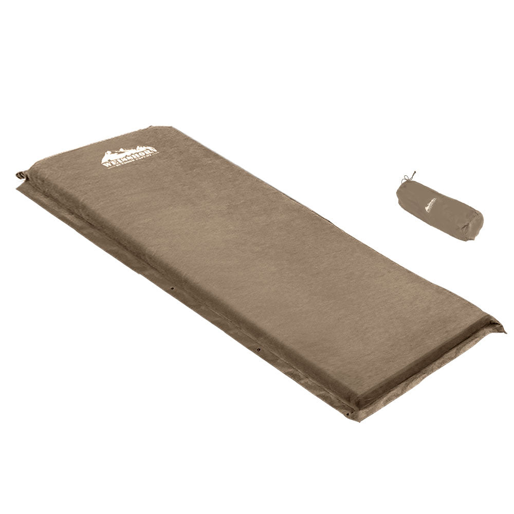 Weisshorn Single Camping Mattress Self-Inflating Coffee