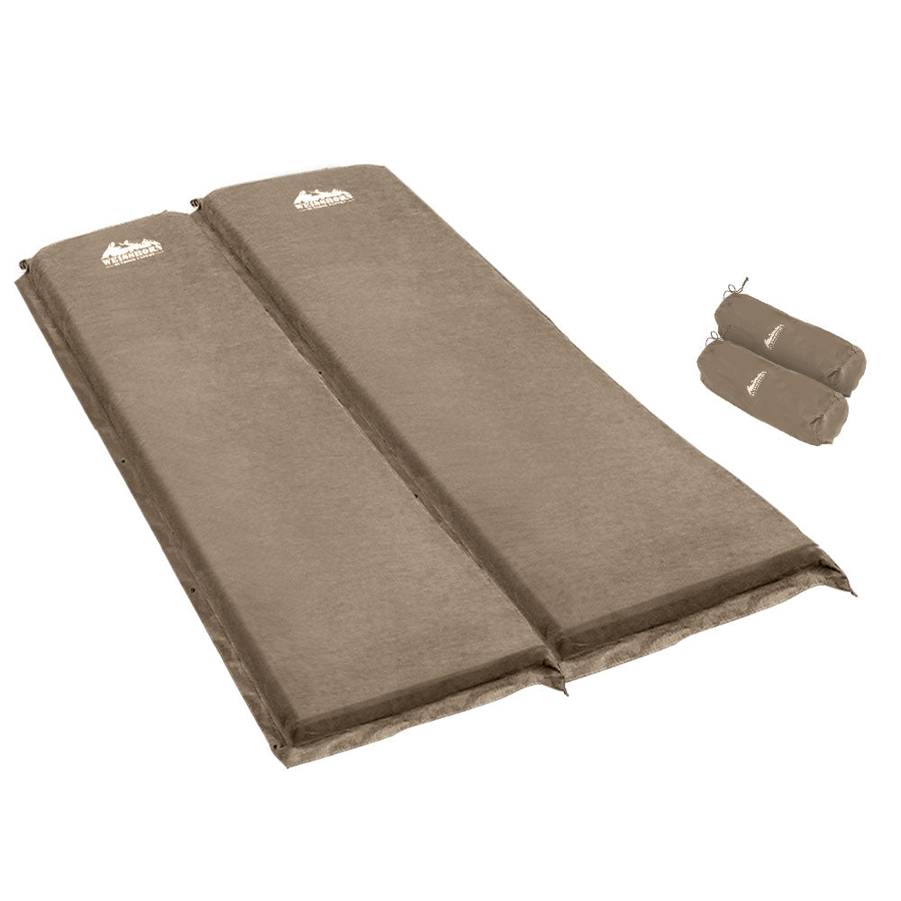 Weisshorn Double Self Inflating Mattress Camping Sleeping Mat Coffee
