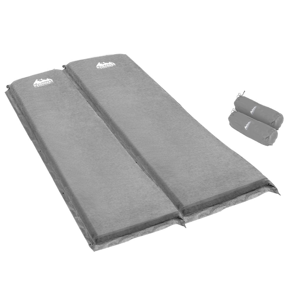 Weisshorn Double Self Inflating Sleeping Mat Camping Air Bed Grey