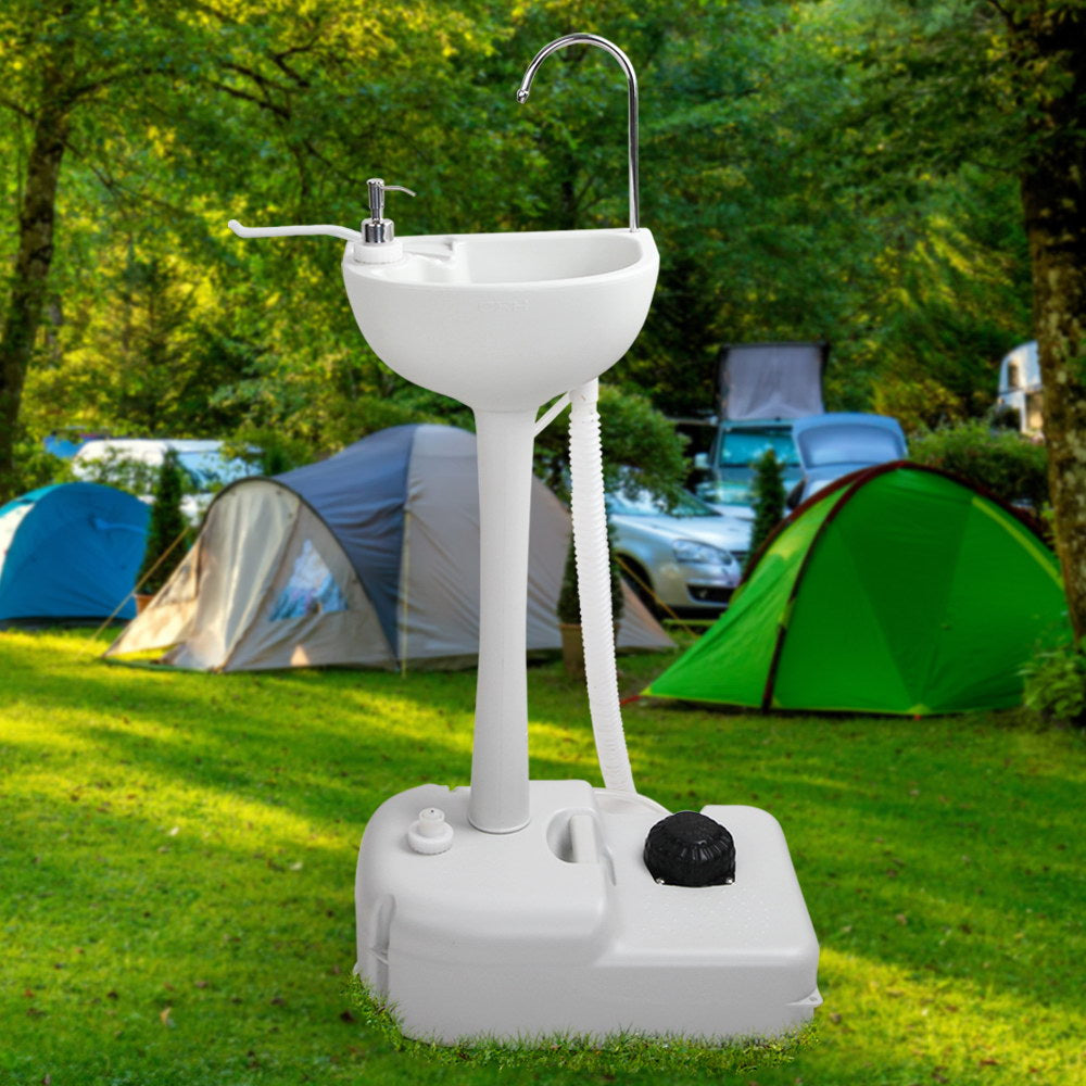 Weisshorn 19L Portable Hand Wash Basin Stand Grey