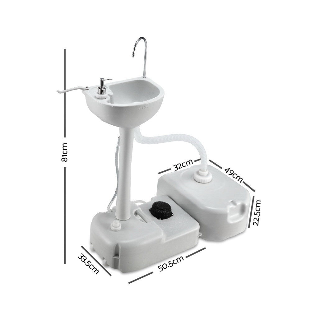 Weisshorn 43L Portable Camping Hand Wash Sink Stand