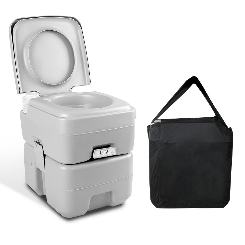 Weisshorn Portable Camping Toilet 20L Grey With Carry Bag