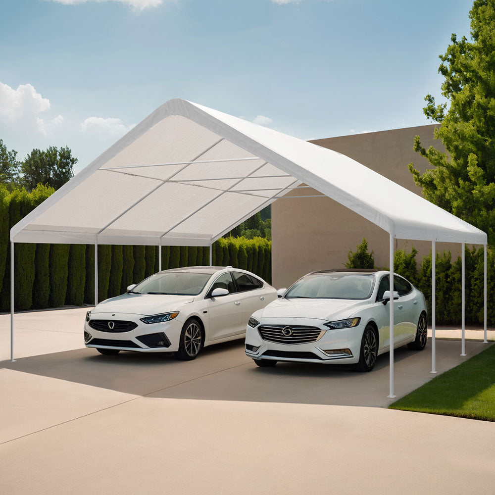 Instahut 6x6m Steel Carport Kit White Portable Shelter