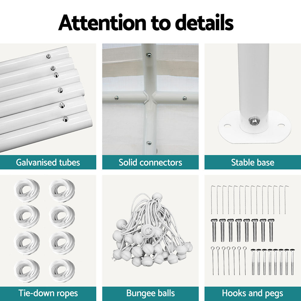 Instahut 6x6m Steel Carport Kit White Portable Shelter