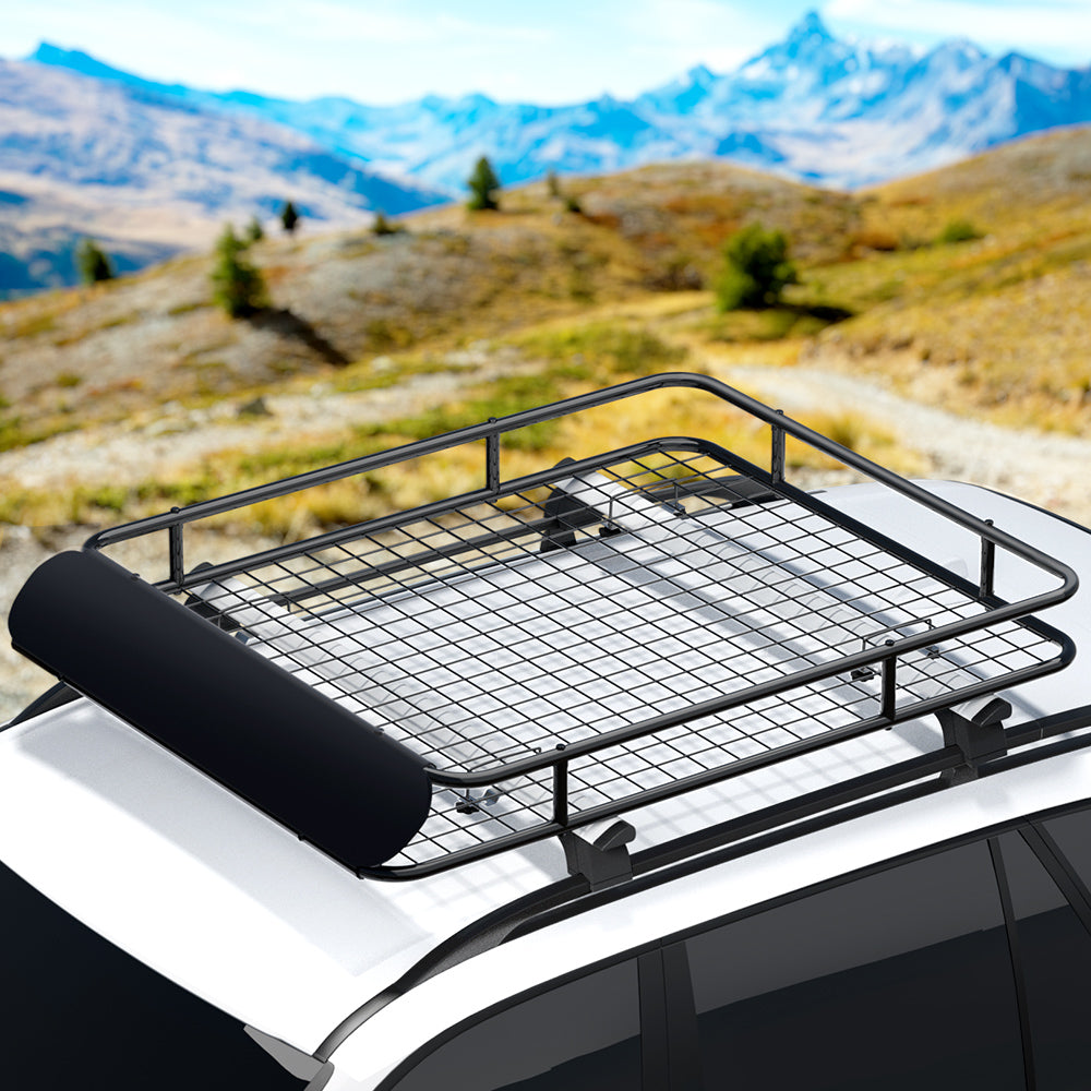 Giantz 123cm Car Roof Rack Basket Cargo Carrier Black