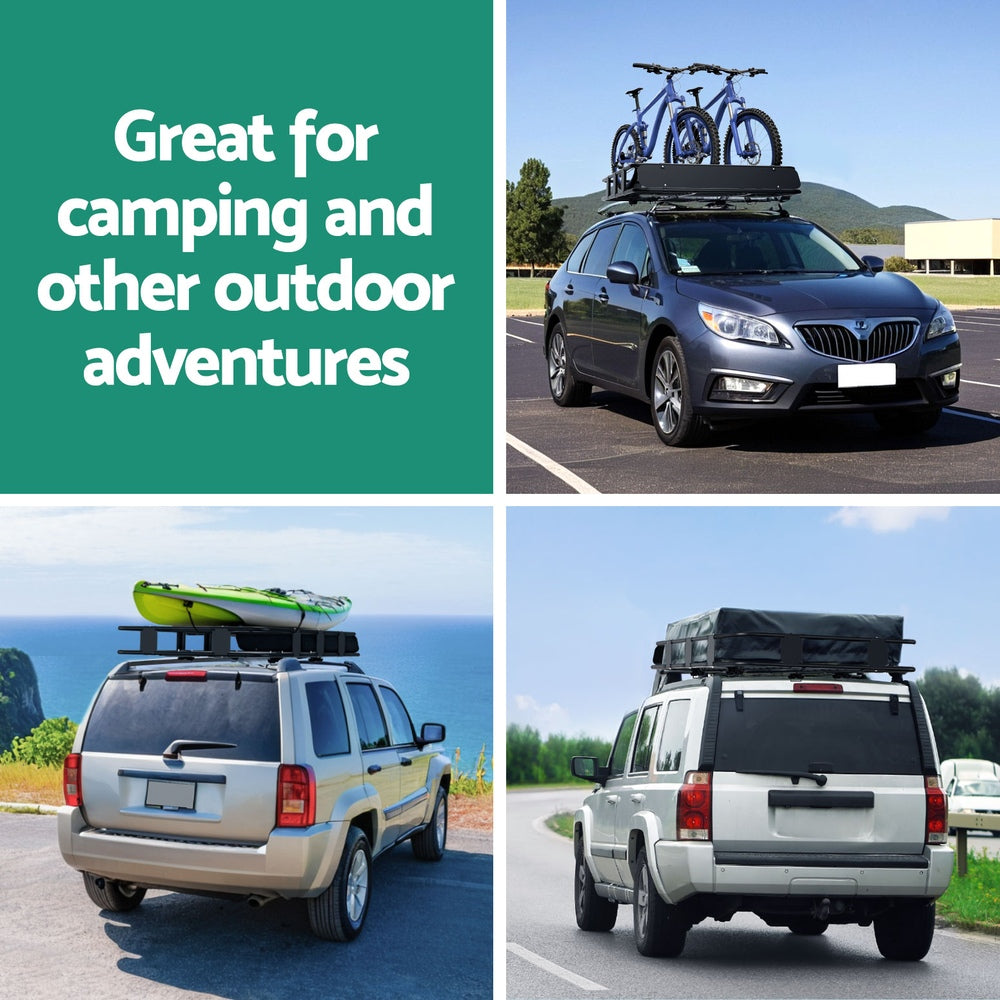 Giantz 160cm Car Roof Rack Basket Cargo Carrier Black