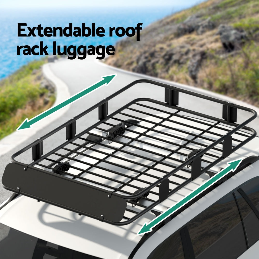 Giantz 160cm Car Roof Rack Basket Cargo Carrier Black