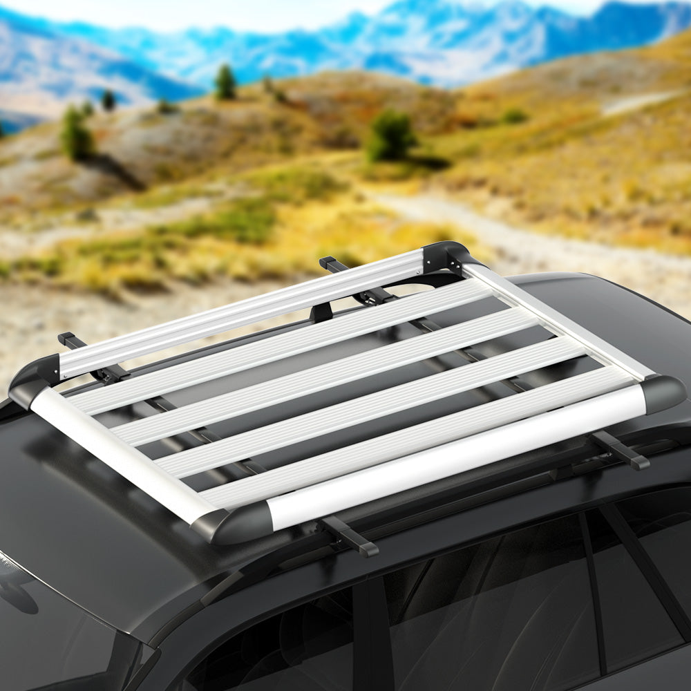 Giantz 140cm Car Roof Rack Basket Cargo Carrier Silver