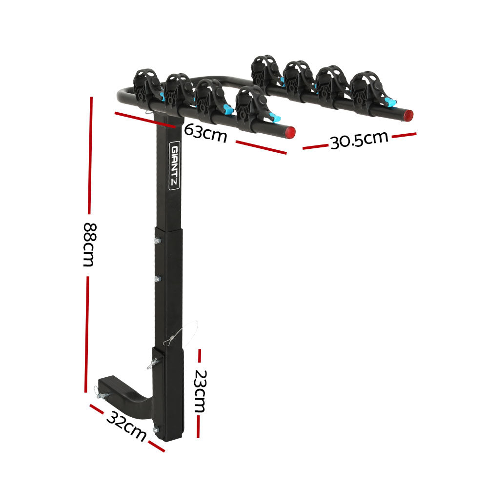 Giantz 4-Bike Carrier Rack Foldable Rear Hitch Mount Black