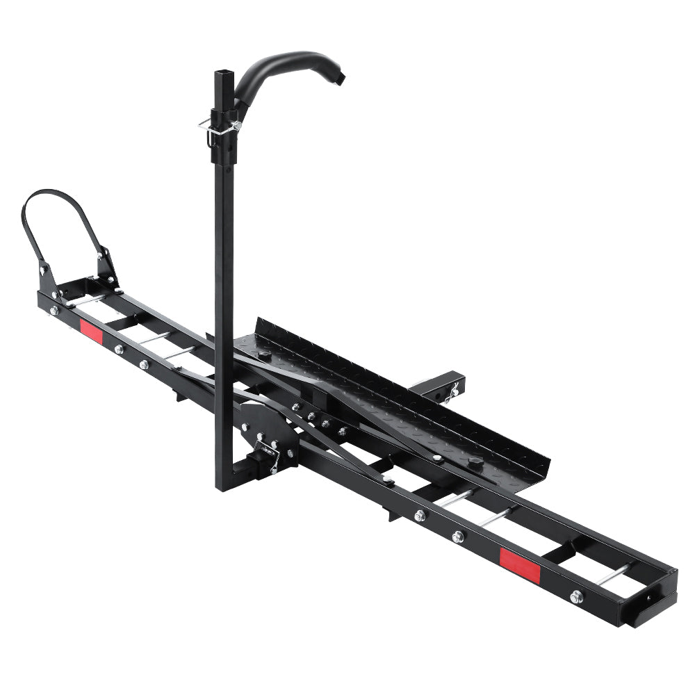 Giantz Adjustable Motorcycle Carrier Rack Ramp Black Towbar 2"