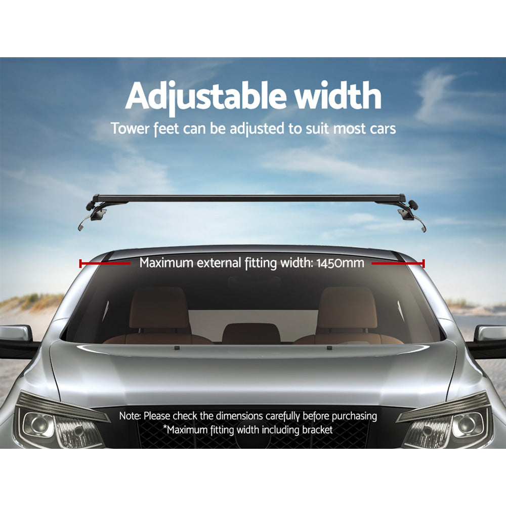 Universal 145cm Aluminium Car Roof Racks Black