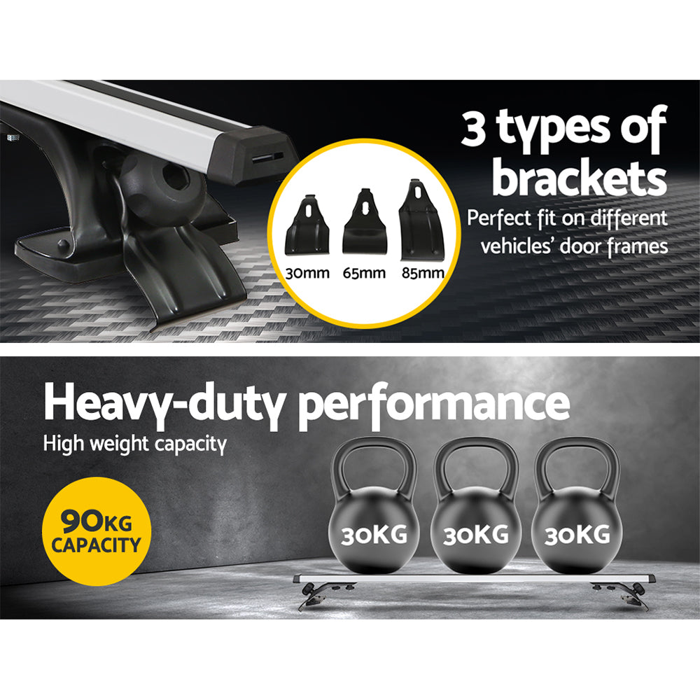 Universal 145cm Aluminium Car Roof Racks Silver