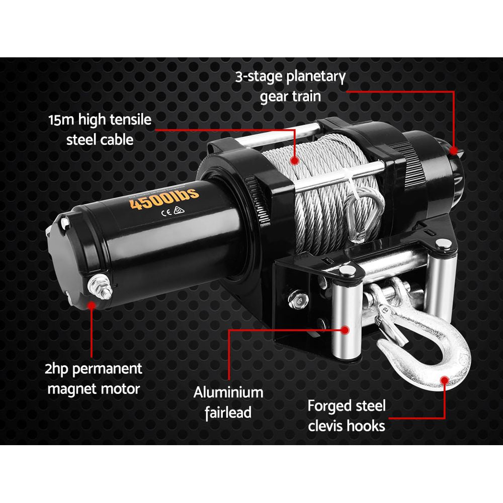 Giantz 4500lbs Electric Winch 4WD Off-Road Waterproof