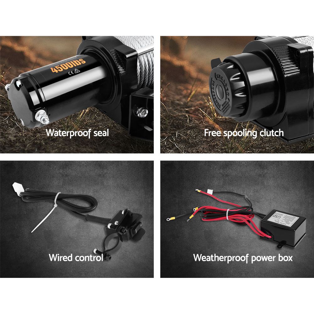 Giantz 4500lbs Electric Winch 4WD Off-Road Waterproof