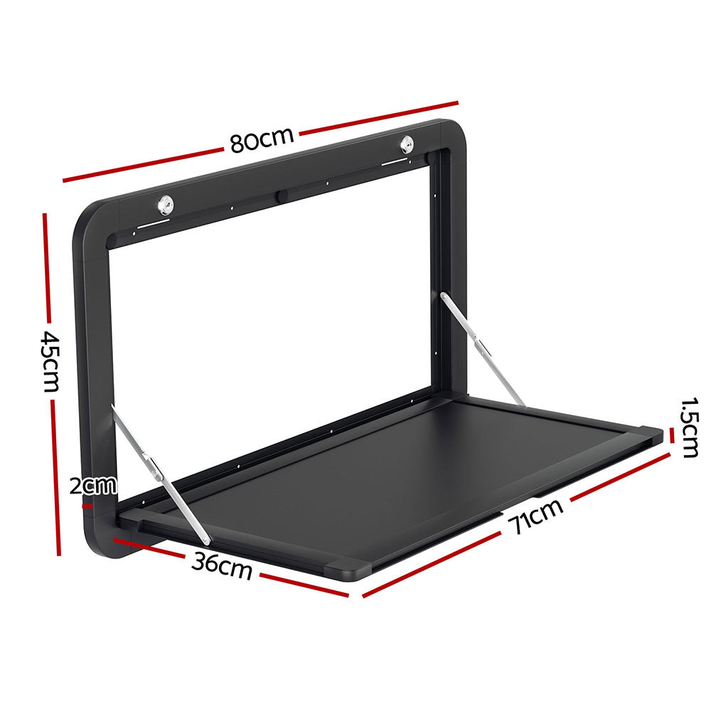 Weisshorn 800x450mm Folding Caravan Table Lockable Black