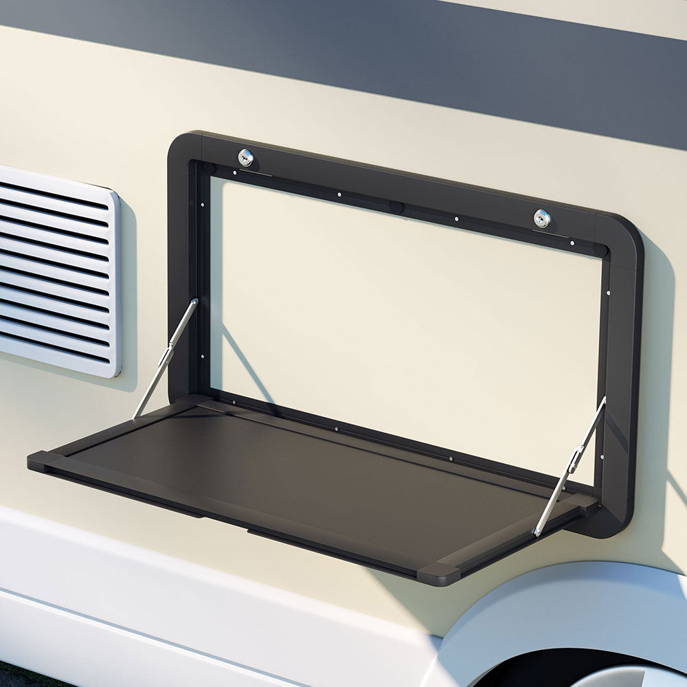 Weisshorn 800x450mm Folding Caravan Table Lockable Black