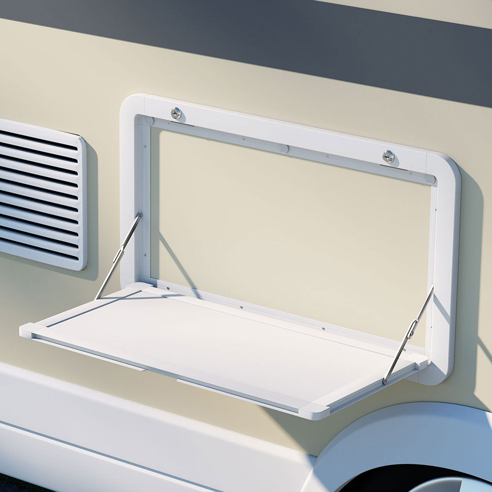Weisshorn 800x450mm Folding Caravan Table Lockable White
