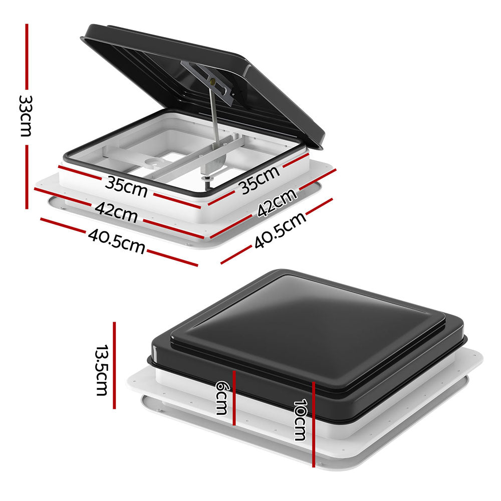 Weisshorn 350x350mm Caravan Roof Vent Hatch Skylight Black