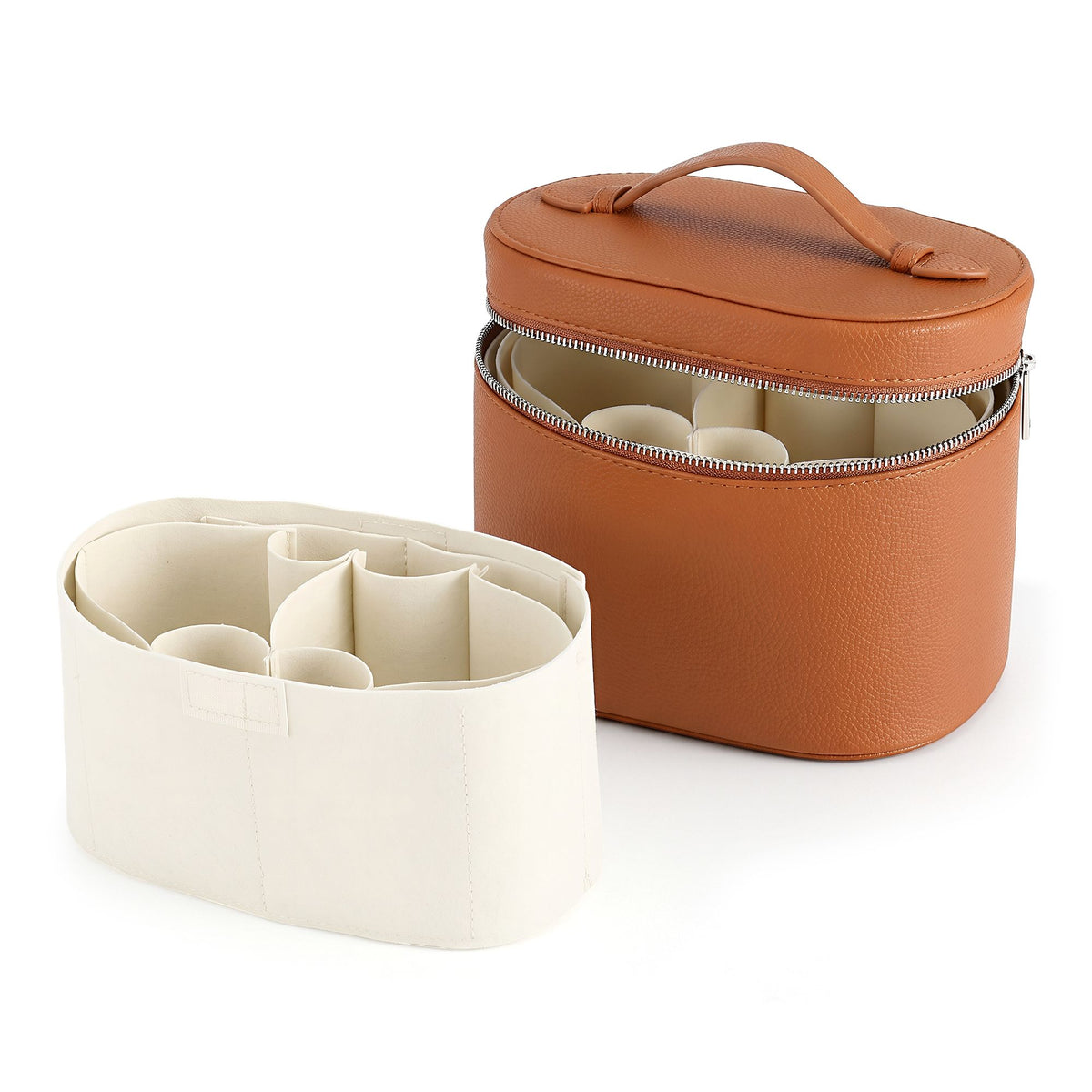 Embellir Makeup Case Travel Organiser with Removable Dividers Brown