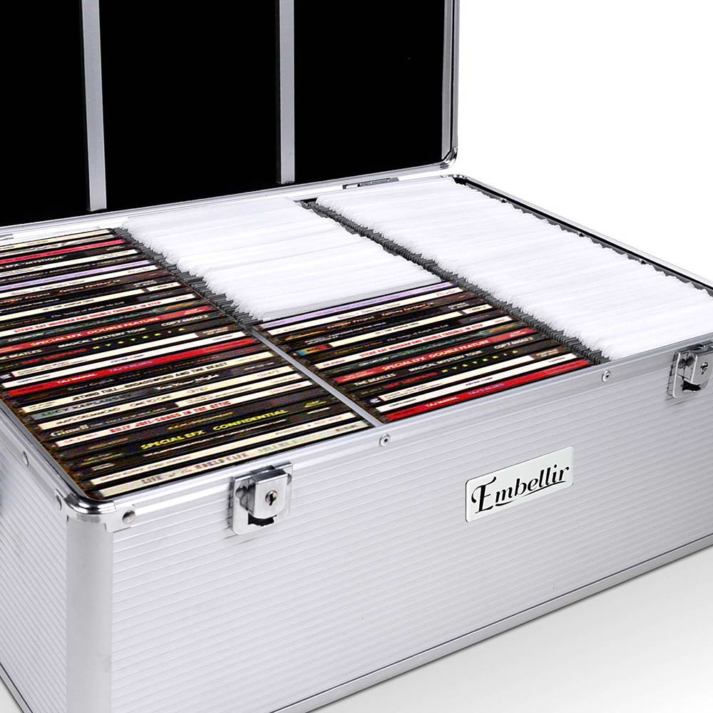 Embellir 500-Disc Aluminium CD/DVD Storage Case Silver
