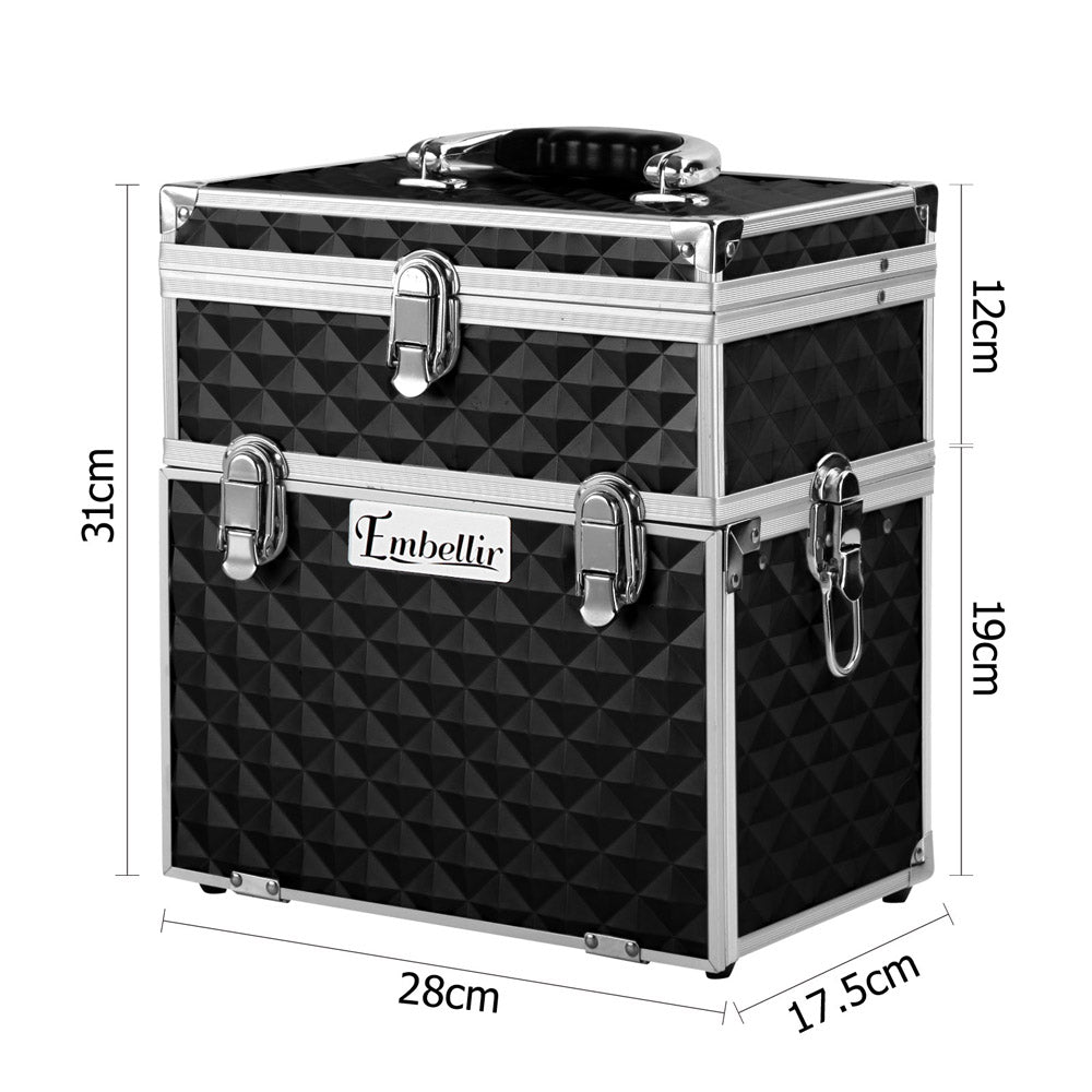 Embellir Portable Makeup Carry Case Mirror Diamond Black