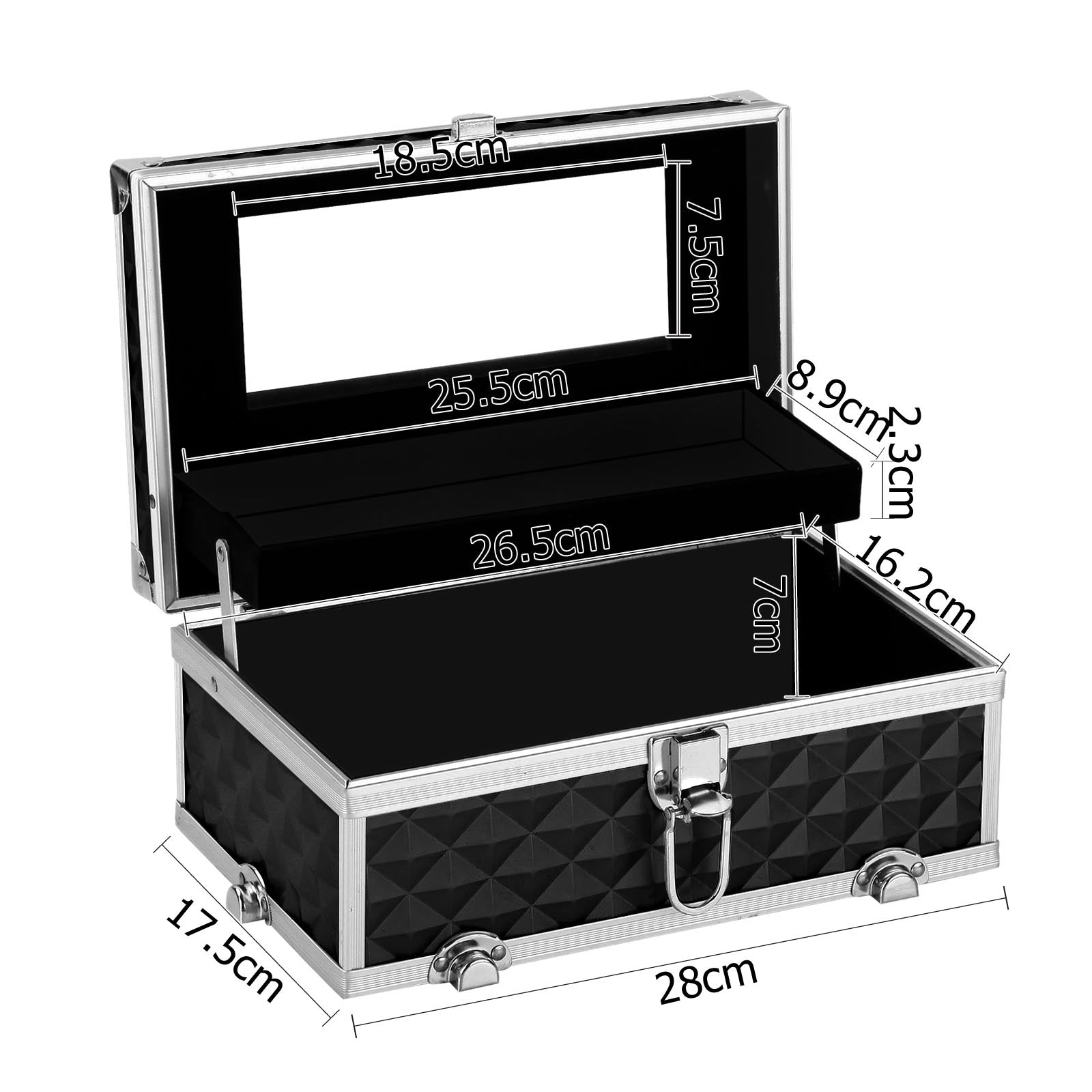 Embellir Portable Makeup Carry Case Mirror Diamond Black