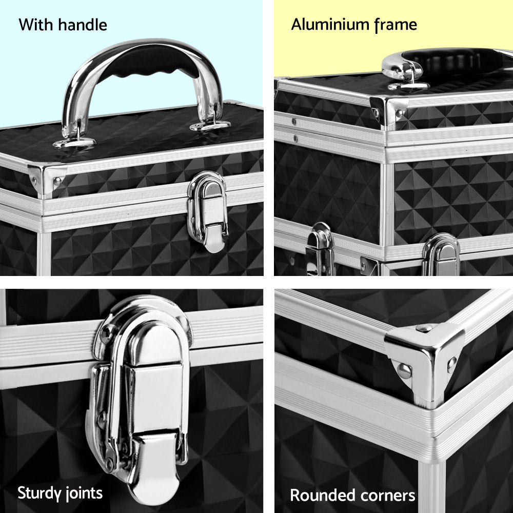 Embellir Portable Makeup Carry Case Mirror Diamond Black
