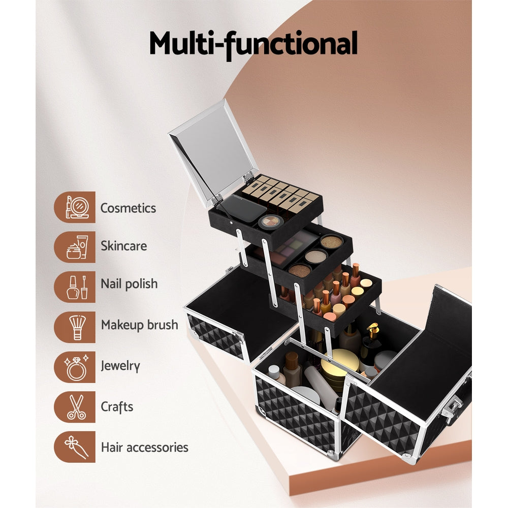 Embellir Large Makeup Case Beauty Organiser Diamond Black