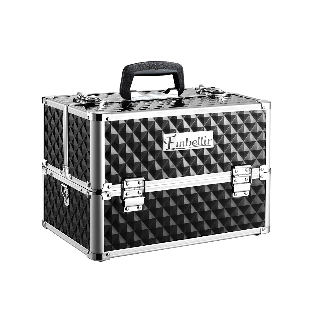 Embellir Portable Makeup Case Diamond Black Aluminium