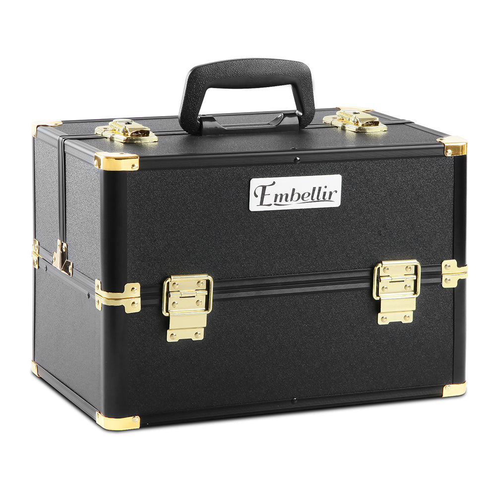 Embellir Portable Makeup Case Black Gold Diamond Design