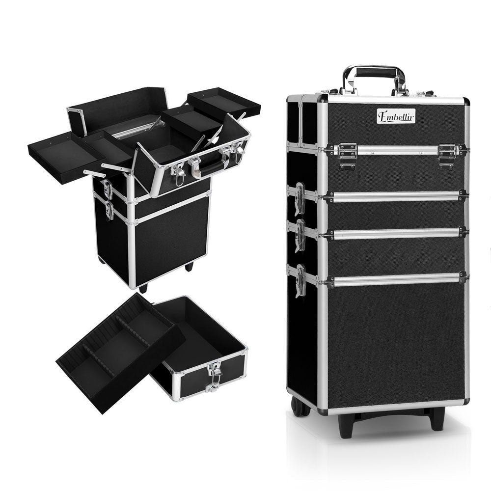 Embellir 7-in-1 Makeup Trolley Case Beauty Organiser Black