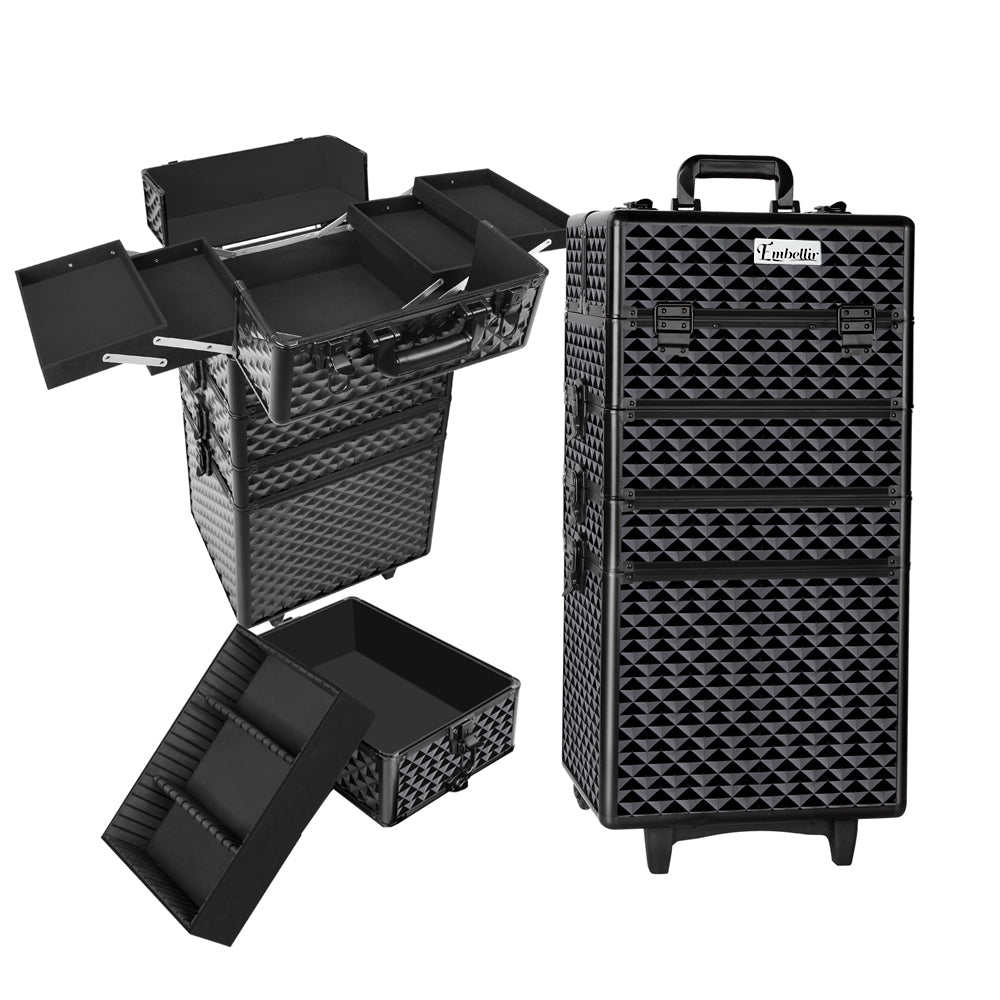 Embellir 7-in-1 Makeup Trolley Case Diamond Black