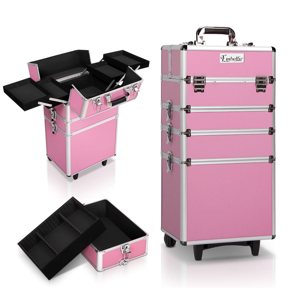 Embellir 7-in-1 Makeup Trolley Beauty Case Pink