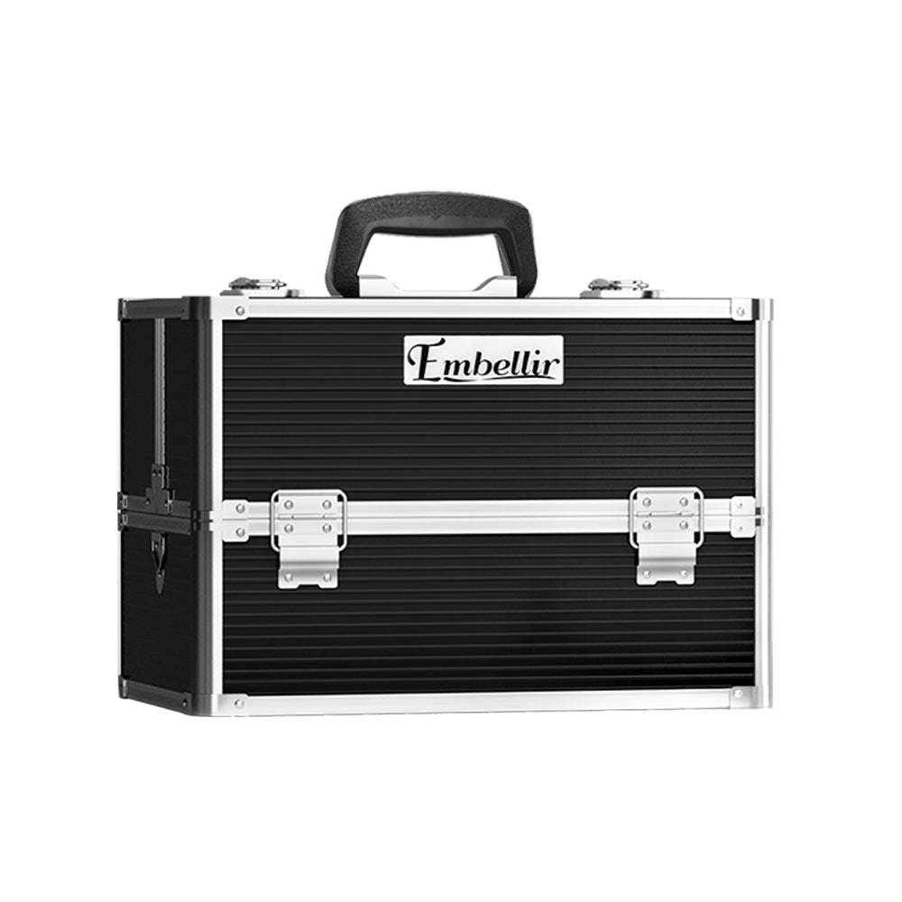 Embellir Portable Cosmetic Beauty Makeup Case with Dividers Black